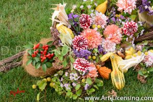 0140S-Dahlias and Pumpkins