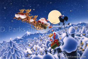 Christmas Reindeer Sleigh with Santa Claus
