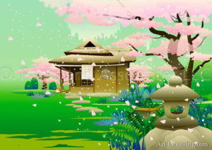 Tea House Spring Cherry Blossom