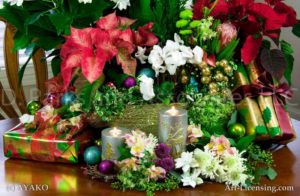 00018-Christmas Poinsettia,Cyclamen, Candles