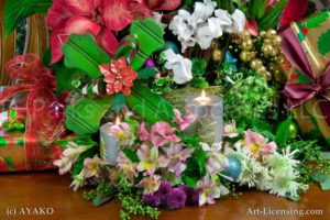 00023-Christmas Cross, Cyclamen, Daffodil, Poinsettia