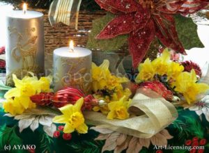 00900-Yellow Daffodil, Candle,Christmas