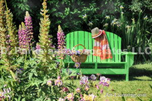 0842-Green Bench in Lupine Garden