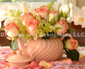 1283-Pink Roses in Pink Teapot