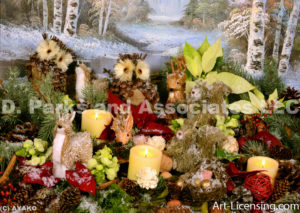 2451-Christmas Candles and Animals outdoor decoration