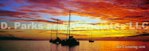 Tahiti Boats at Sunset