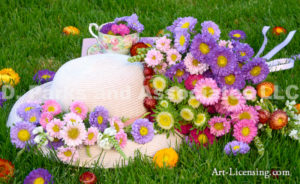 3409-Aster Flower-Straw Hat-Teacup