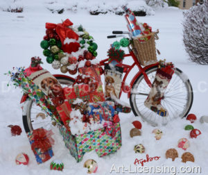 4804-Christmas Presents on Bicycle on Snow