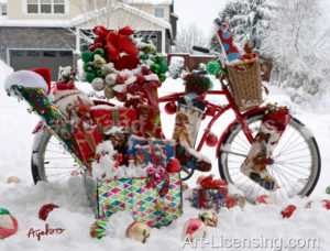 4999-Christmas Present on Bicycle on Snow