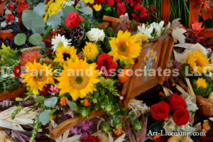 7724-Harvest Time Flowers on Wheelbarrow