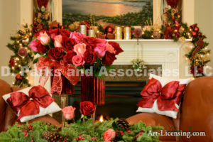 Christmas Red Roses in the room