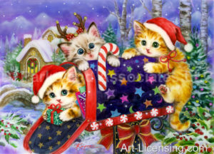 Christmas Kittens at the Mailbox