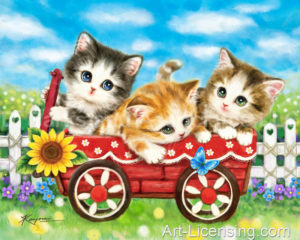 Kittens In Red Wagon