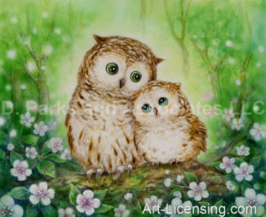 Owls in Green Forest