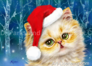 Santa Kitten in Forest