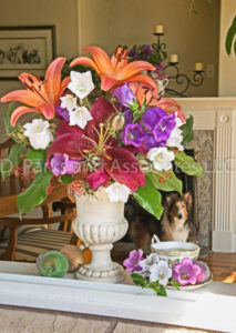 00028-Summer Liliy Flower Bouquet with Bebe Dog