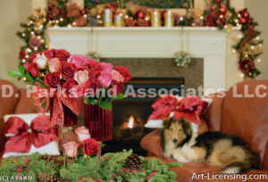 4954-Christmas Decoration Room with Sheltie Dog-by AYAKO
