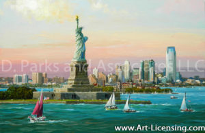 New York-Statue of Liberty Jersey City Skyline-by Alexander Chen