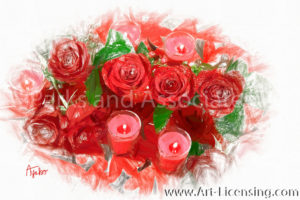 0003SRH-Valentine Red Roses and Candles