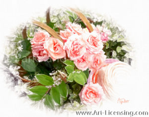 1874SRH-Pink Roses Basket