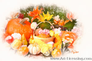 3468SRH-Pumpkins and Lilies in Autumn