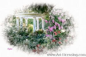 4507SRH-HDR-White Gazebo in Rose Garden