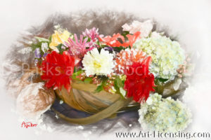 8959SRH-Dahlia and Hydrangea Basket Bouquet