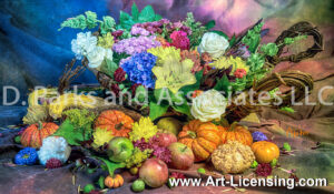 7379S-Harvest Flowers, Pumpkins and Fruits