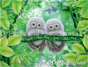 Owls-Cuddling in the Forest
