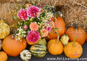 2250S-Dahlia Bouquet and Pumpkins