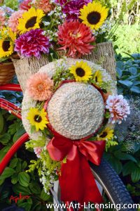 2430S-Dahlias and Sunflowers on Straw hat