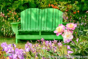 7075-Pink Peony, Iris and Green Chair Garden