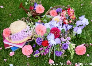 7778-Roses-Campannula-lris-Foxglove-Coral Bells-Straw Hat