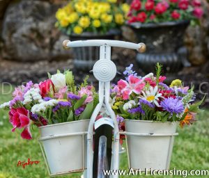 8632S-Summer Flowers on White Bicycle